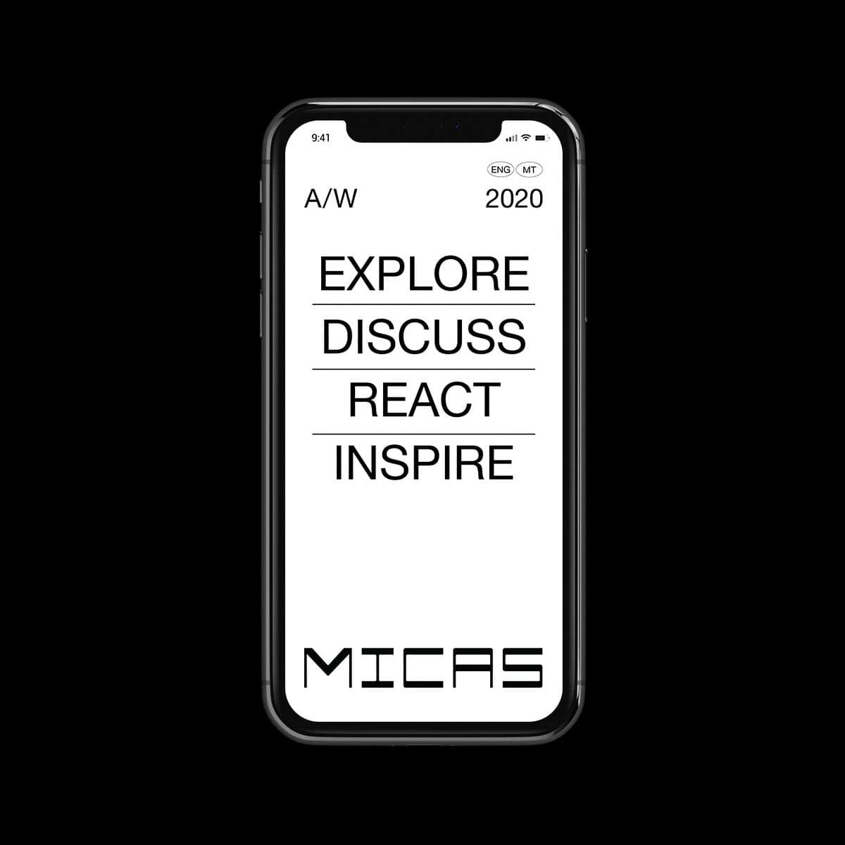 Mobile Phone Mockup Displaying MICAS Website
